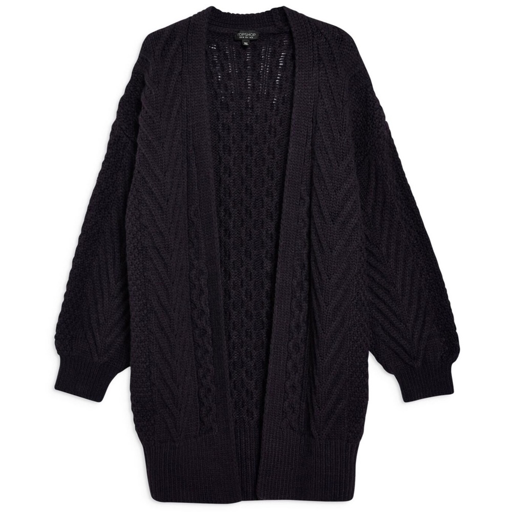 ❌SOLD❌ TOPSHOP Open Front Cardigan Cable Knit - Picture 3 of 3
